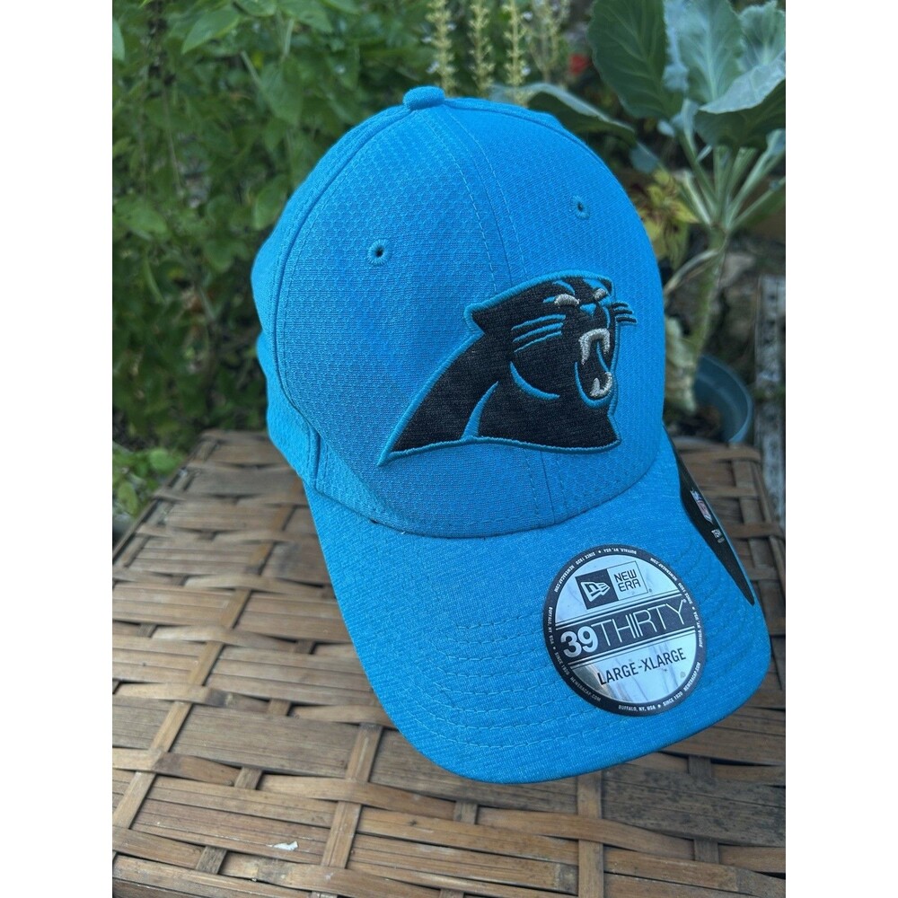 New Era 39THIRTY Carolina Panthers L/XL Cap Hat Blue/Black NFL Stretchy ￼